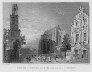 A Dom-torony és katedrális, Utrecht (metszet) alkotó: William Henry Bartlett