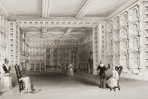 The Oak Room, Malahide kastély, Dublin megye, Írország, George Virtue „Scenery and Antiquities of Ireland” című művéből, 1860-as évek alkotó: William Henry Bartlett