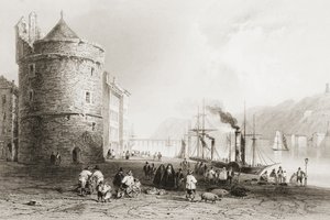 The Quay Waterfordban, Írországban, George Virtue „Scenery and Antiquities of Ireland” című művéből, 1860-as évek alkotó: William Henry Bartlett
