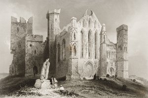 The Rock of Cashel, Tipperary megye, Írország, George Virtue „Scenery and Antiquities of Ireland” című művéből, 1860-as évek (metszet) alkotó: William Henry Bartlett