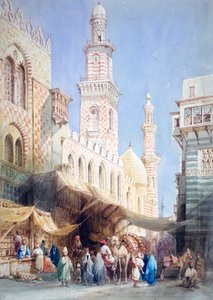 A Sharia El Gohargiyeh, Kairó, 19. század alkotó: William Henry Bartlett