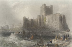 Kilátás a Carrickfergus-kastélyra (színes metszet) alkotó: William Henry Bartlett