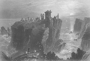 Kilátás a Dunnottar-kastélyra, Stonehaven közelében alkotó: William Henry Bartlett