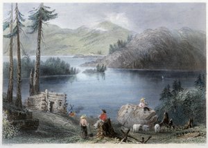 Kilátás a tóra és a határra – Bartlett W. H. által illusztrált „” kanadai tájképben. alkotó: William Henry Bartlett