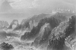 Kilátás a Slains-kastélyra, Peterhead közelében alkotó: William Henry Bartlett