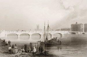 Wellesley Bridge, Limerick, Írország, George Virtue „Scenery and Antiquities of Ireland” című filmből, 1860-as évek alkotó: William Henry Bartlett