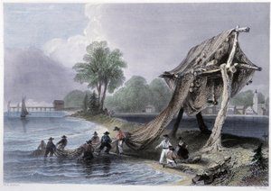 Wellington, Horgászat az Ontario-tavon – Bartlett W. H. által illusztrált „kanadai tájképben”. alkotó: William Henry Bartlett