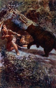 "A lándzsát teljes erőmmel a medve mellkasába döftem" (színes litho)