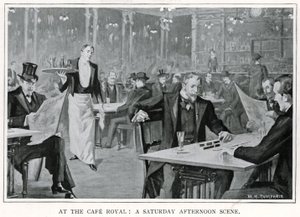 A Cafe Royalban: szombat délutáni jelenet, 1900 körül (litho) alkotó: William Henry Humphris