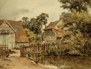 Tanya udvar tóval (akvarell papíron) alkotó: William Henry Hunt