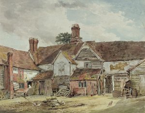 Régi gazdasági épületek, 1815 körül (wc grafit felett, papíron) alkotó: William Henry Hunt