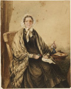 Ülő nő portréja kendővel alkotó: William Henry Hunt