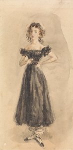 Tanulmány egy fiatal lányról, gyűrűkkel, fekete estélyi ruhában alkotó: William Henry Hunt