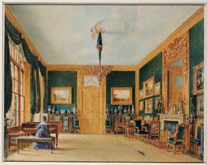 Essex grófjának zöld szalonja Cassioburyben, 1823 alkotó: William Henry Hunt
