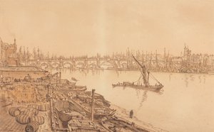 Kilátás az Old London Bridge-re alkotó: William Henry Hunt