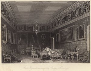 Lord Byron szobája a Palazzo Mocenigóban (metszet)