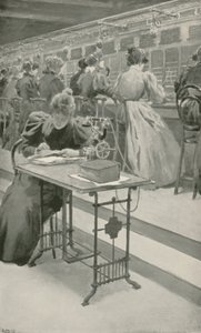 Munkahelyen egy telefonszobában alkotó: William Henry Margetson