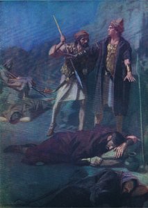 David megkímélve Sault, a Thomas Nelson által kiadott Biblia Képeskönyvből, 1950 körül alkotó: William Henry Margetson