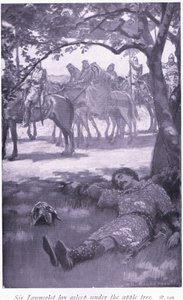 Sir Launcelot az almafa alatt aludt alkotó: William Henry Margetson