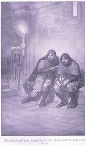 A kéz és a kar elhaladt Sir Ectar és Sir Gawaine előtt alkotó: William Henry Margetson