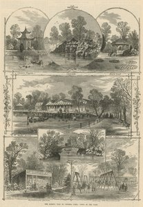 A királynő látogatása a Victoria Parkban: kilátás a parkban (metszet) alkotó: William Henry Prior