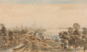 Régi London, kilátás a St. James Parkból keletre nézve alkotó: William Henry Pyne