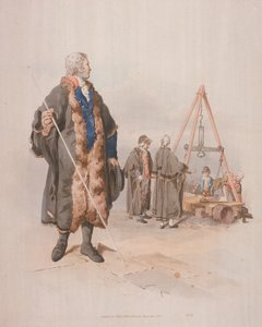 Ward Beadle polgári jelmezben, bottal a kezében egy Wardmote Inquest-en, 1805 alkotó: William Henry Pyne