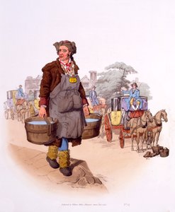 Watercarrier GR 198 (Georgius Rex) jogosítvánnyal, a „The Costumes of Great Britain” c. Ritka és meggyőző nézet a munkásosztályról, 1808 alkotó: William Henry Pyne