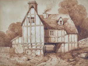 Régi házak Penshurstben, Kentben alkotó: William Henry Stothard