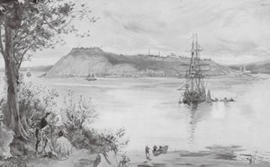 Quebec városának és erődjének látképe, Kr. u. 1759 (litográfia) alkotó: William Heysham (after) Overend