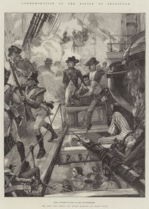 A trafalgari csata megemlékezése, HMS Victory 1805. október 21-én, Trafalgarban alkotó: William Heysham Overend