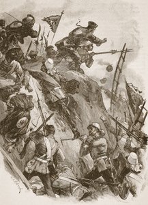 „Rogers beszállt, Lenon hadnagy segítette”, illusztráció a „Tizenegyedik század csatái” című művéből, Archibald Forbes, G.A. Henty és Arthur Griffiths őrnagy