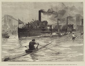 Sculling-verseny hétfőn Utolsó a világbajnoksághoz, a Hammersmith Bridge felett vázlatosan
