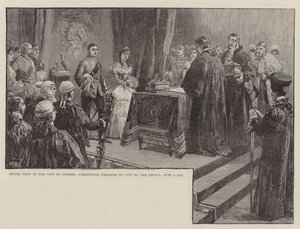 Állami látogatás a londoni Cityben, bemutatva a város szabadságát a hercegnek, 1863. június 8