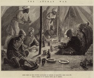 Az afgán háború, a negyedik lövészzászlóalj étkezősátra Basawulban alkotó: William Heysham Overend