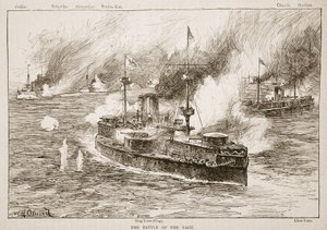 A Yalu folyó csata, 1894, illusztráció a tizenkilencedik század csatáiból, Archibald Forbes, G.A. Henty és Arthur Griffiths őrnagy
