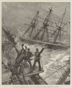 A katasztrofális hurrikán Szamoán, a Trenton amerikai hajó legénysége éljenezte a HMS Calliope-ot