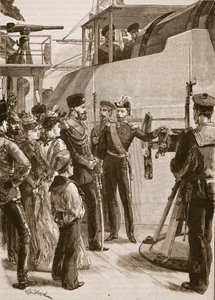 A francia flotta Cronstadtban: a cár látogatása, 1891, illusztráció a „Cassell illusztrált Anglia történetéből” (szépia fotó)