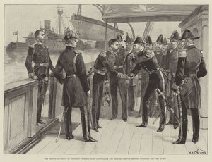A francia osztag Spitheadben, Lord Clanwilliam admirális és Gervais tengernagy találkozik a Tűzkirálynő fedélzetén