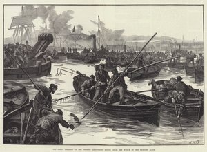 Nagy katasztrófa a Temzén, holttestek kiemelése Alice hercegnő roncsából alkotó: William Heysham Overend