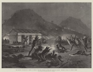 A matabili felkelés, Inseza felmentése a tisztelt Maurice Gifford és Southey felügyelő által, Matabili támadás a Cummin üzletében alkotó: William Heysham Overend