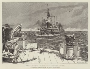 A haditengerészeti manőverek, az első hadosztály a Longships körül