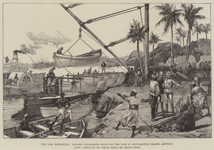 A nílusi expedíció, bárkák hajókat ürítenek a Níluson Elephantine Islandnél, Assouan