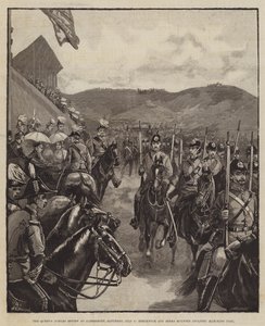 A királynő jubileumi áttekintése Aldershottban, július 9-én, szombaton, Brecknock és Berks lovas gyalogság elvonul alkotó: William Heysham Overend