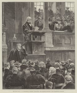 The Right Honorable W E Gladstone Oxfordban, Romanes előadást tart a Sheldonian Színházban alkotó: William Heysham Overend