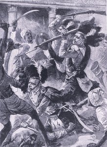 Lucknow második domborműve, illusztráció a "Brit csaták szárazföldön és tengeren" című könyvből alkotó: William Heysham Overend
