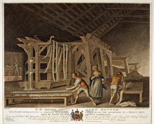 Egy Bleach Mill összes gépének perspektivikus képe, The Linen Manufactory of Ireland, 1791, IX.
