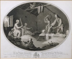 A len bebogarászásának, kivágásának és levágásának közös módszere, „The Linen Manufactory of Ireland” IV. tábla, IV.