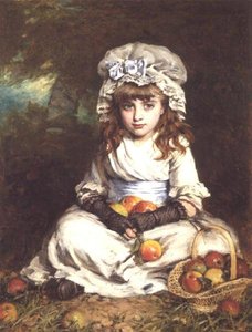 Egy kislány maffia sapkában egy kosár almával alkotó: William Hippon Gadsby
