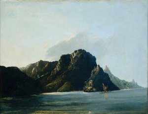 A Marquesas-szigeteken lévő Resolution [Vaitahu] öböl látképe alkotó: William Hodges